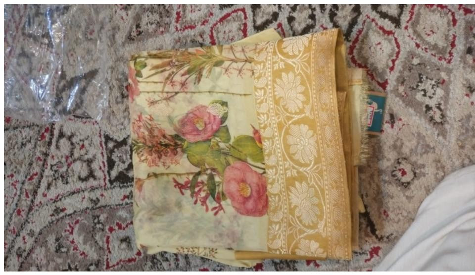 Banarsi organza printed Saree with petticoat