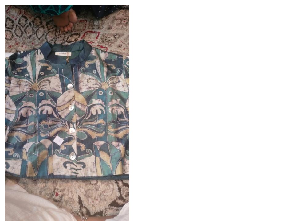 batik silk - green Short jacket