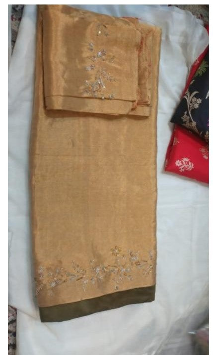 Chanderi Tissue with emb & facing Saree