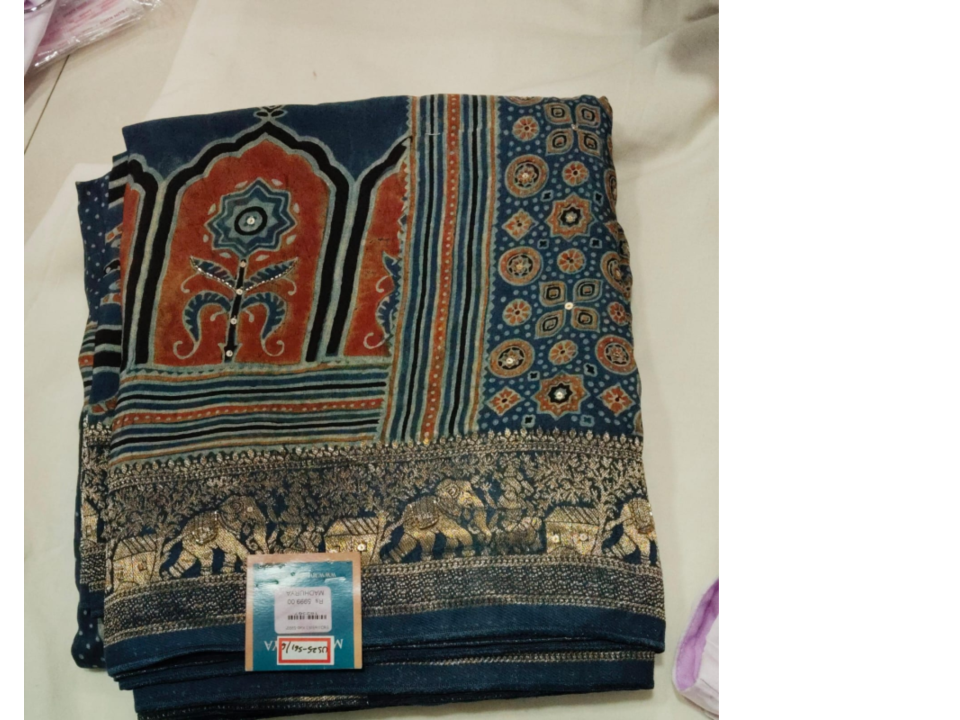 Ajrakh Rich Dola Silk Emb Saree 162367