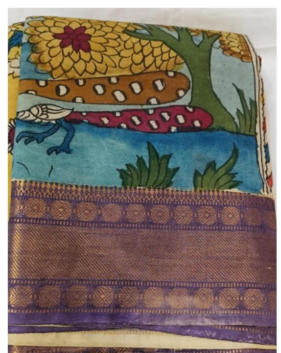 kalamkari silk cotton with emb Saree