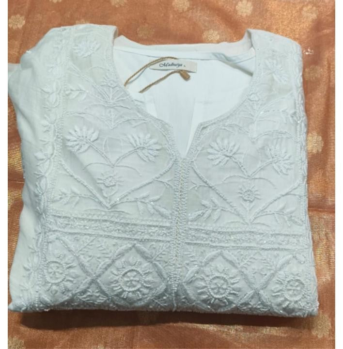 Chikankari Mul suit set W/dup +slip