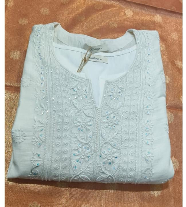 Chikankari Mul suit set W/dup +slip