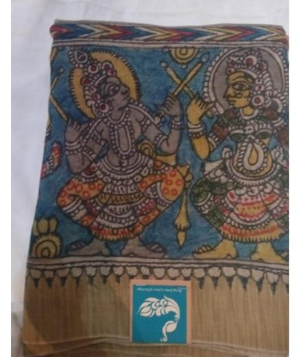Kalamkari chanderi saree with emb and facing