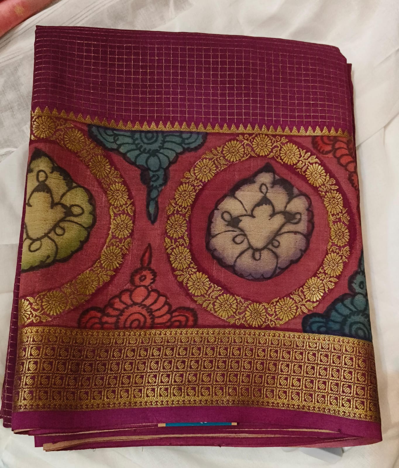 Handloom Mysore  crepe silk with kalamkari