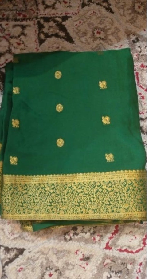 Mysore Crepe Silk with Facing Saree