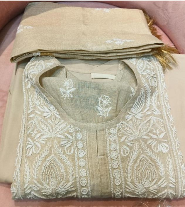 Chikankari Tissue Dupatta & Kurti