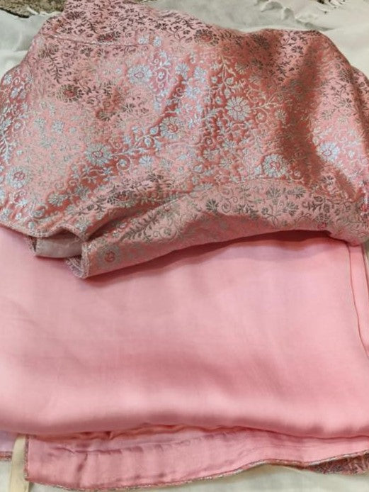 Modal Satin Saree with Brocade Blouse
