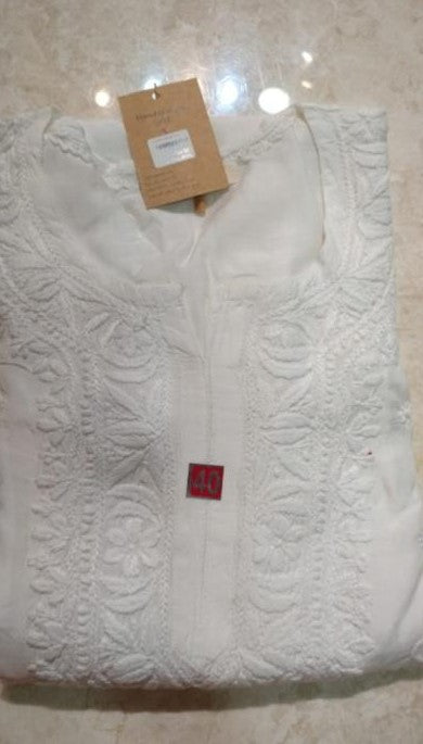 Chikankari Muslin Silk Kurti