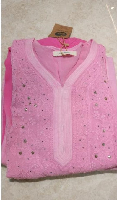 Chikankari Georgette Long Kurti