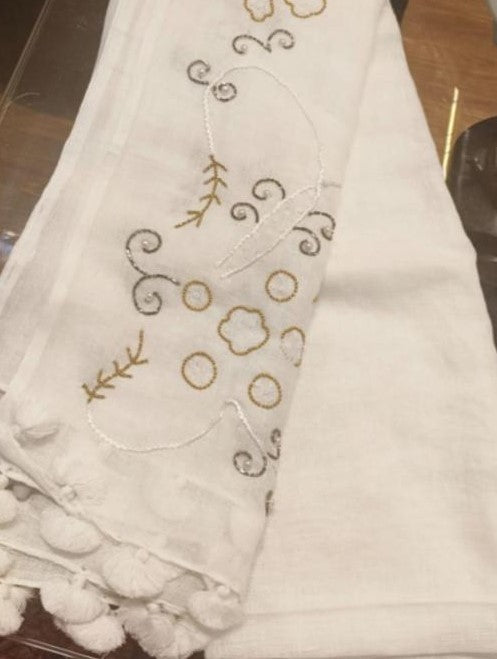 Emb Linen Stole