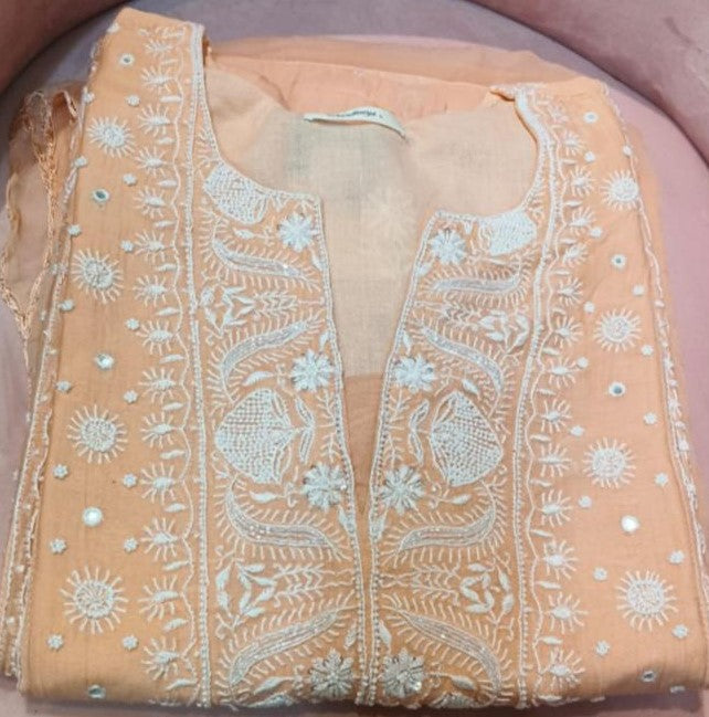 Chikankari mul chanderi Kurta and Dupatta
