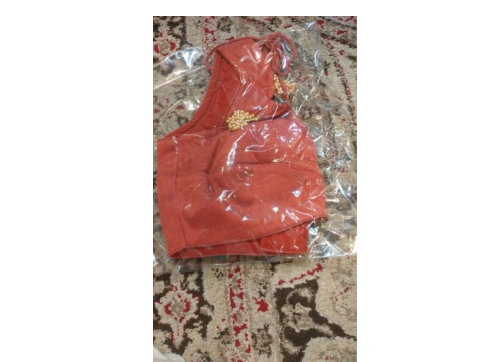 Chanderi tissue - brick red rust Ready Blouse