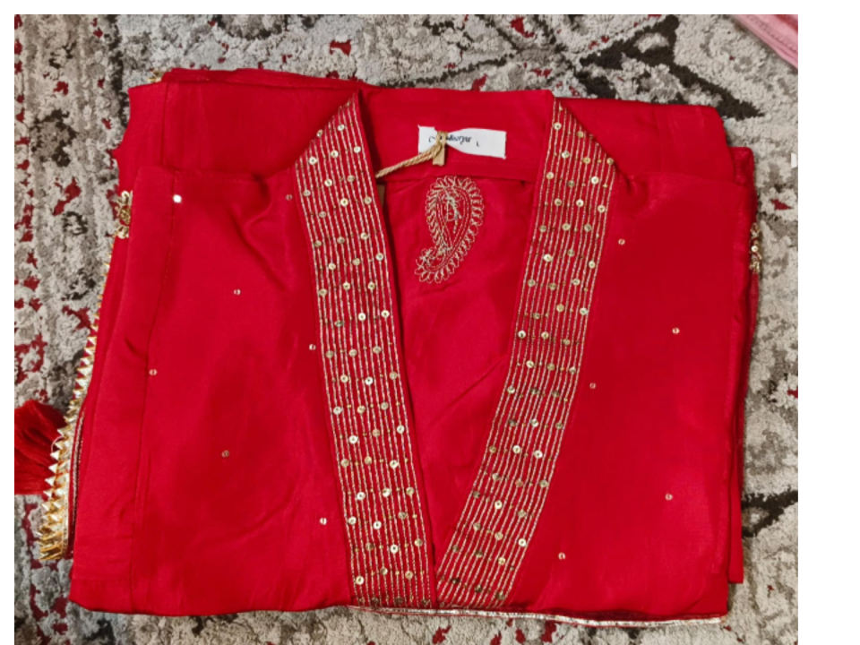 Red Silk with emb Suit set 169956