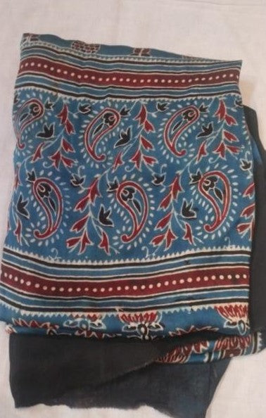 Ajrak Modal satin with zari Dupatta