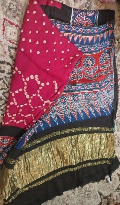 Ajrakh Madal Satin with Zari Dupatta