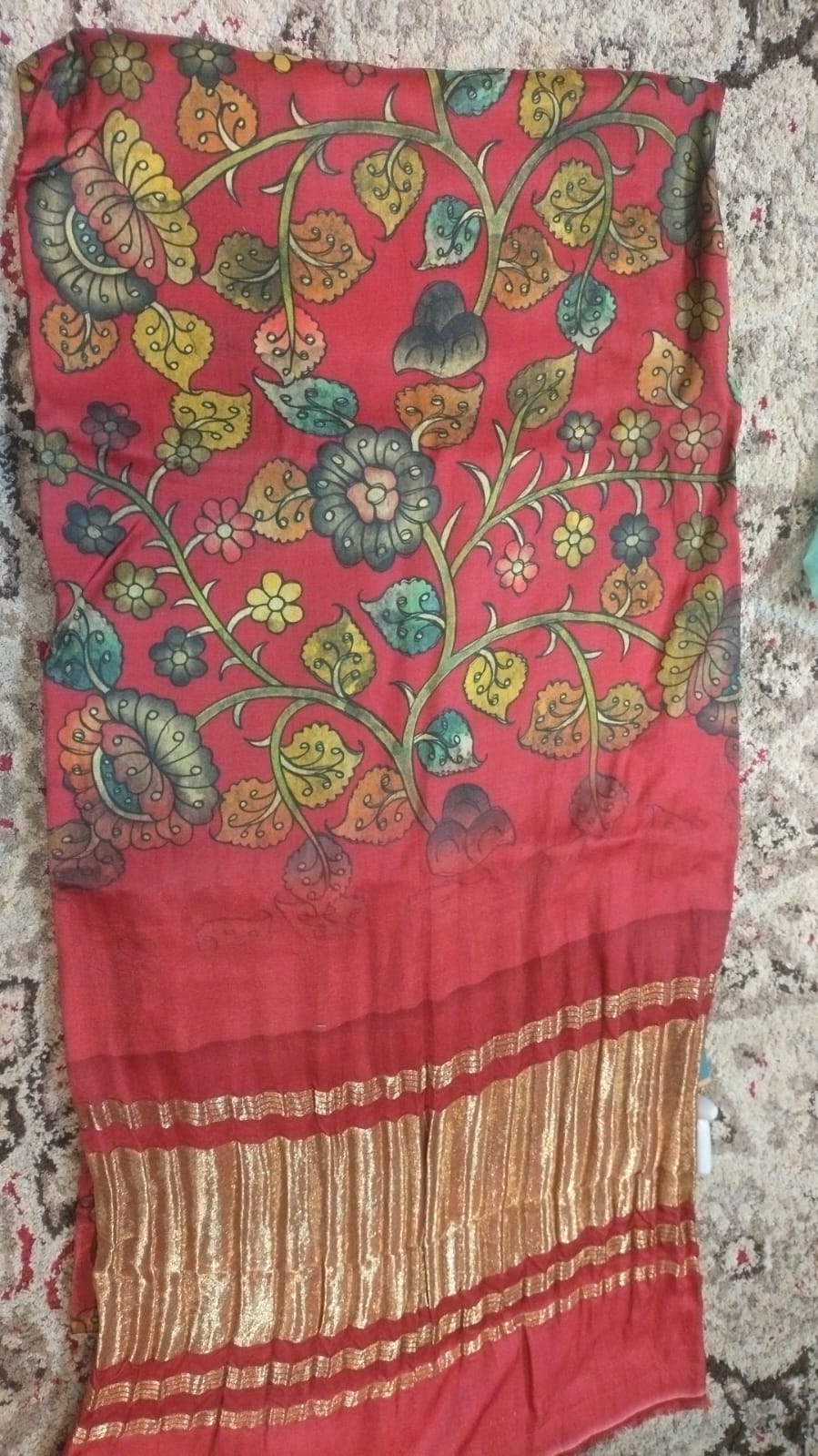 Ajrak silk with zari Dupatta